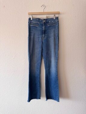 Mother Slim Cropped Lace Up Jeans